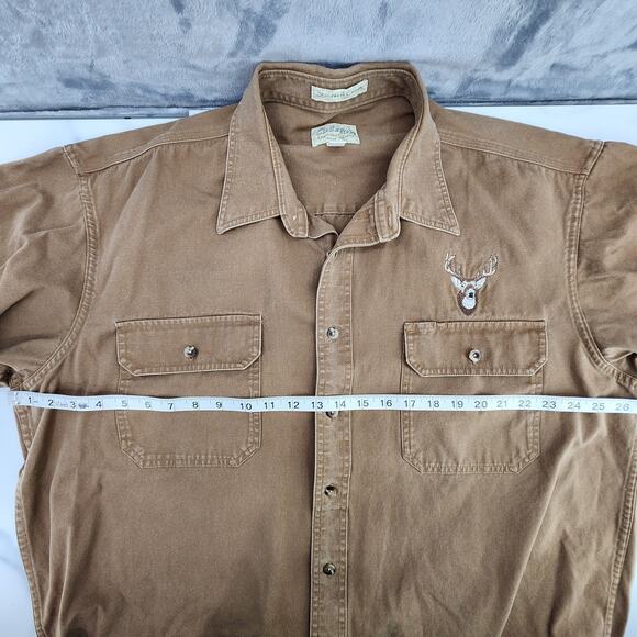 Cabela's XL Tall Stonewash Canvas button up Deer embroidered 100% cotton shirt - Picture 5 of 9